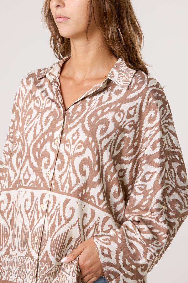 Qed London Damask Print Oversized Shirt