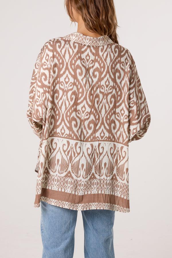 Qed London Damask Print Oversized Shirt
