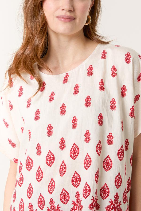 Qed London Damask Print Relaxed Top
