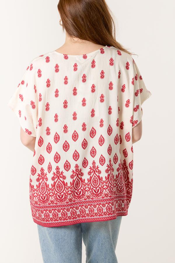 Qed London Damask Print Relaxed Top