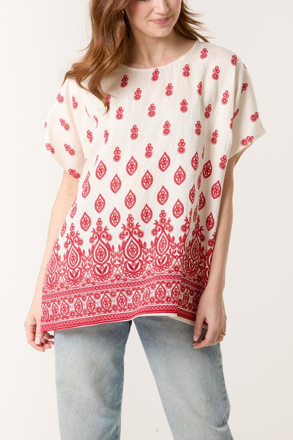 qed london Damask Print Relaxed Top