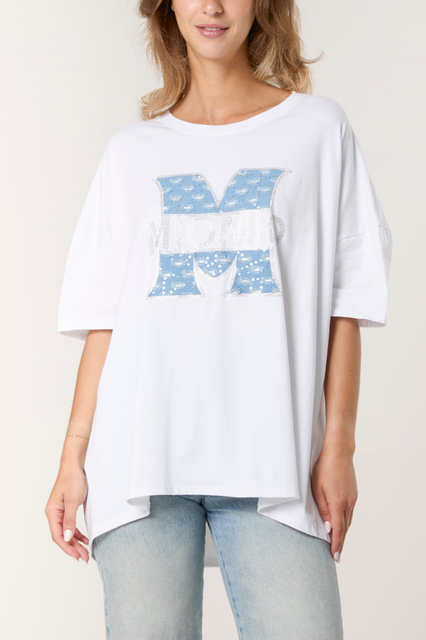 Qed London Denim "M" Boxy T-Shirt