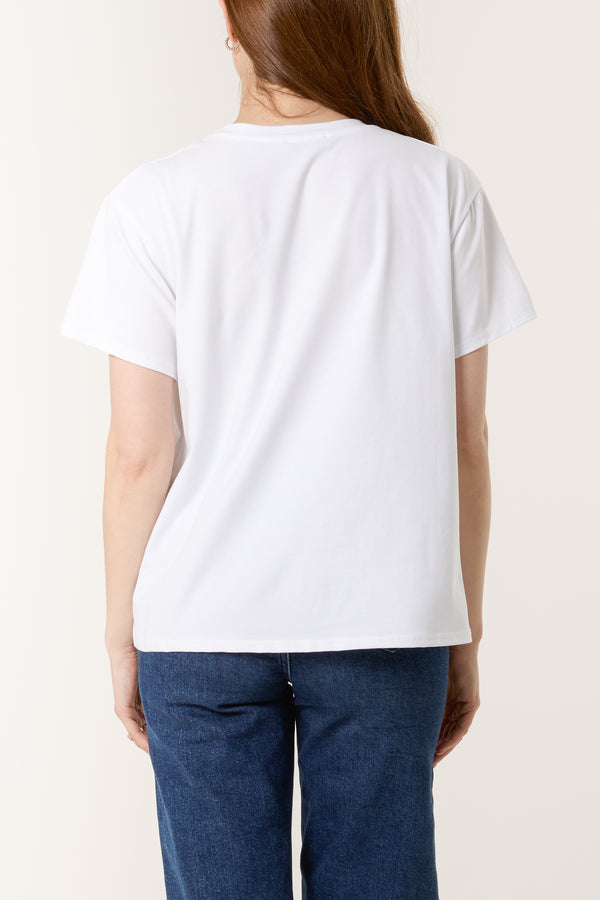 Qed London Denim Smiley Face Short Sleeve T-Shirt