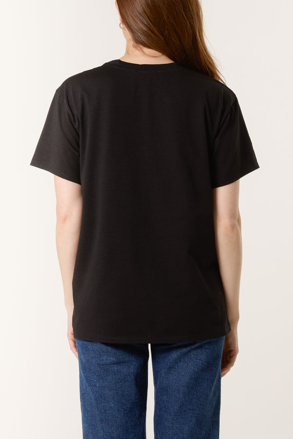 Qed London Denim Smiley Face Short Sleeve T-Shirt