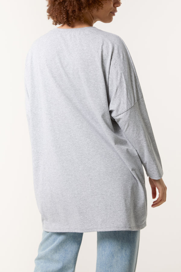 Qed London Diamante "Amour" & Hearts Long Top