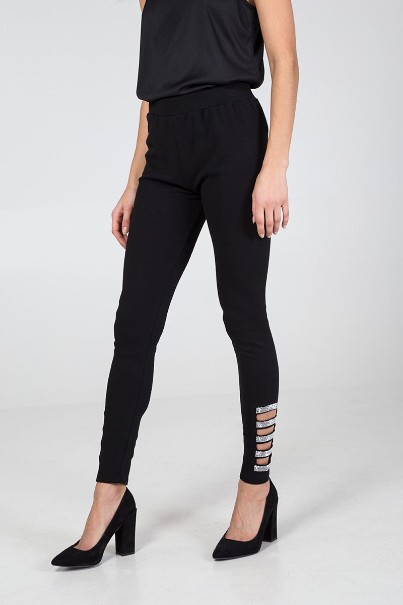 qed london Diamante Ankle Cut Out Leggings