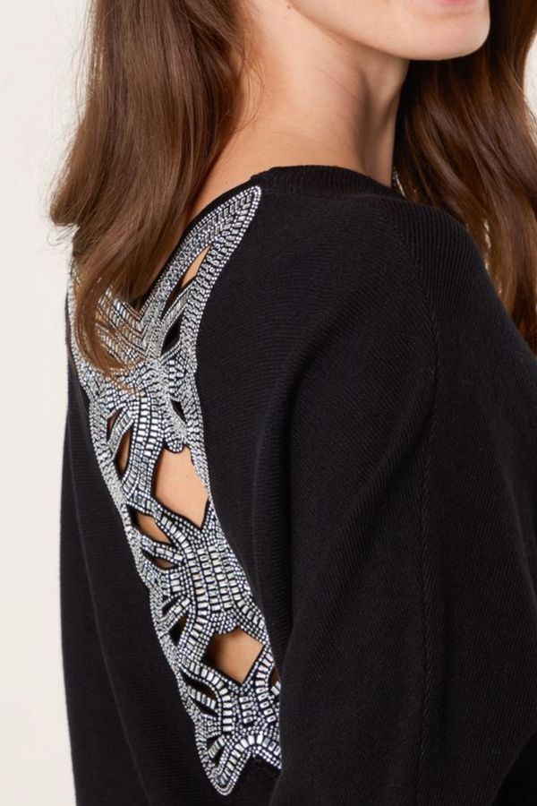 Qed London Diamante Butterfly Back Knit Jumper