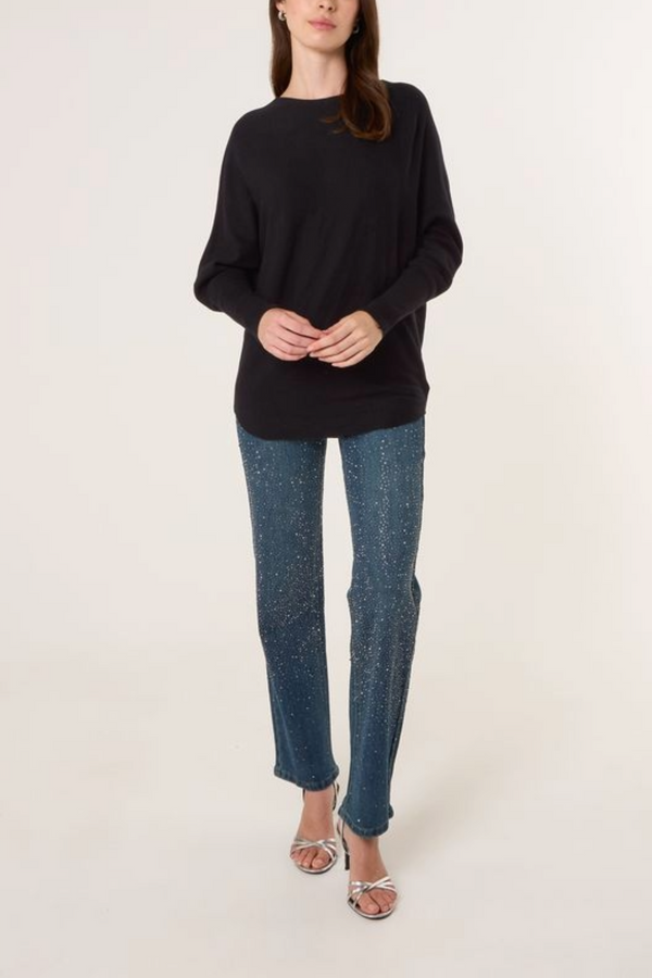 Qed London Diamante Butterfly Back Knit Jumper