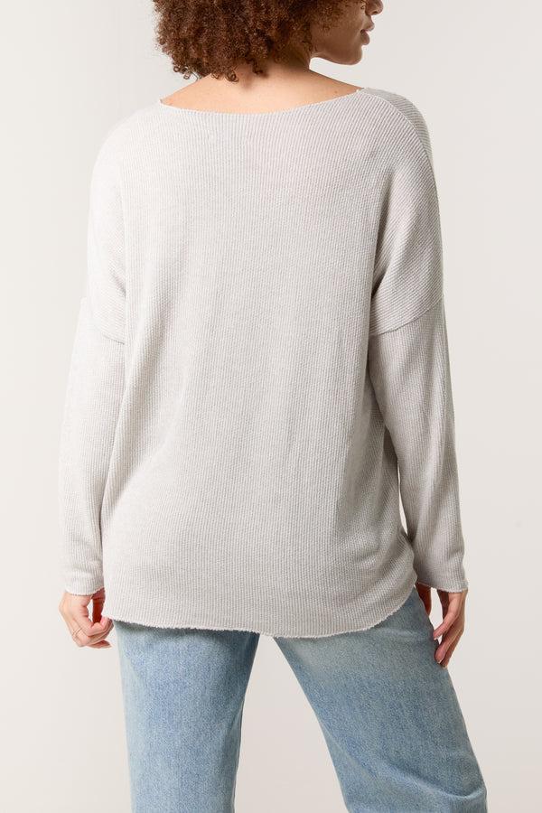 Qed London Diamante Design Wool Blend Jumper