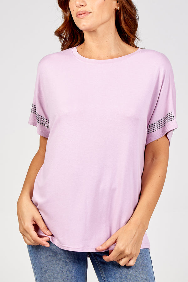 qed london Diamante Detail Batwing T-Shirt