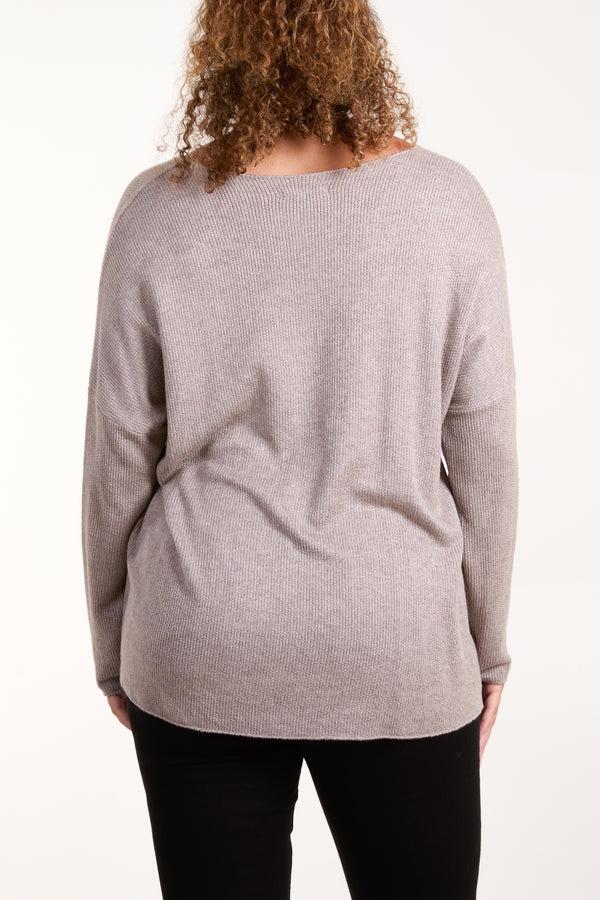 Qed London Diamante Detail V-Neck Jumper
