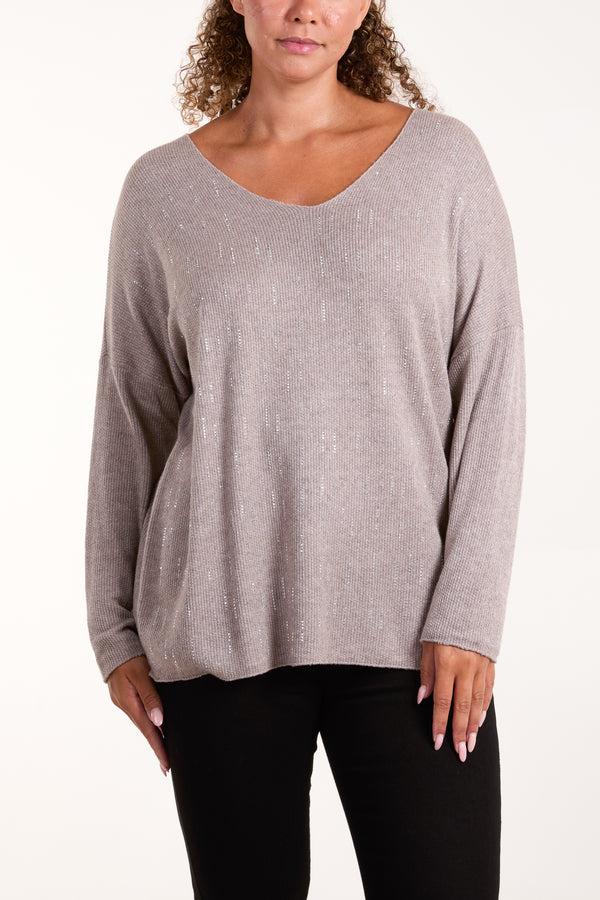 qed london Diamante Detail V-Neck Jumper