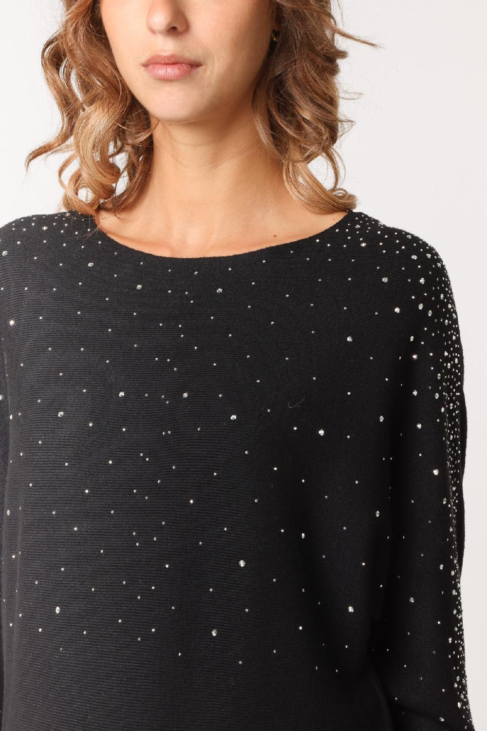 Qed London Diamante Embellished Batwing Jumper