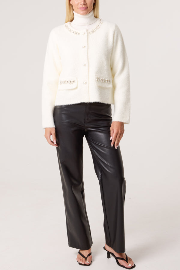 Qed London Diamante Embellished Cardigan