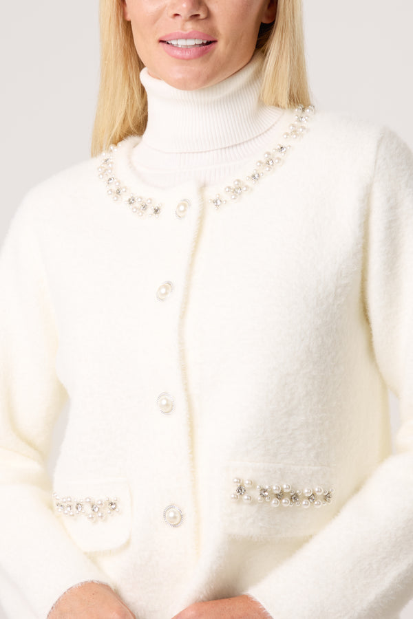 Qed London Diamante Embellished Cardigan