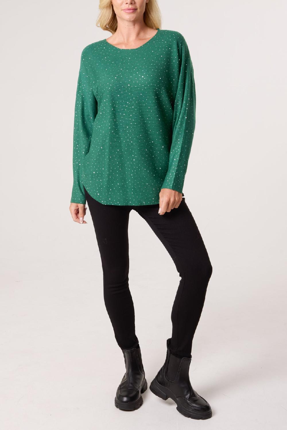 Qed London Diamante Embellished Knit Top