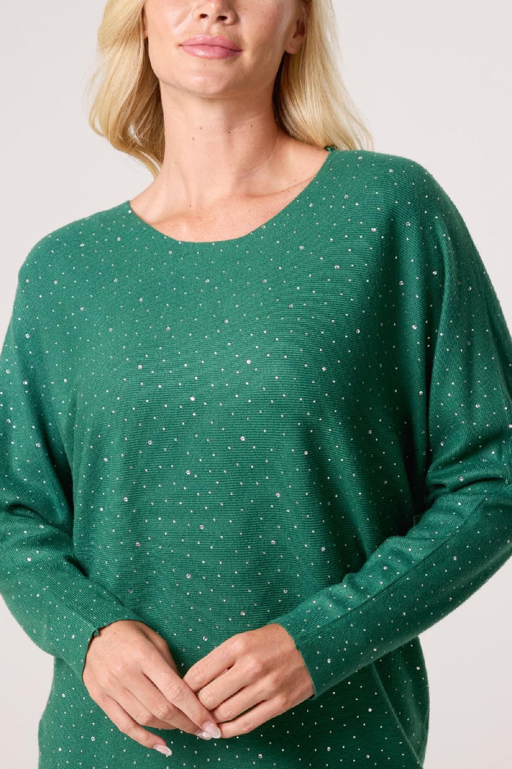 Qed London Diamante Embellished Knit Top