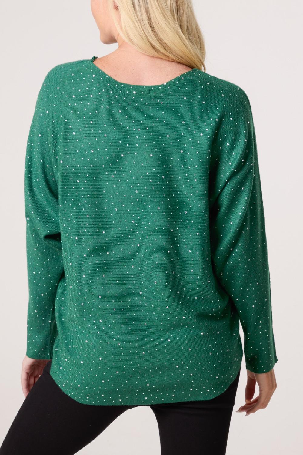 Qed London Diamante Embellished Knit Top