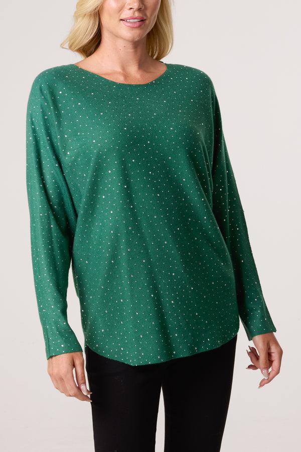 qed london Diamante Embellished Knit Top
