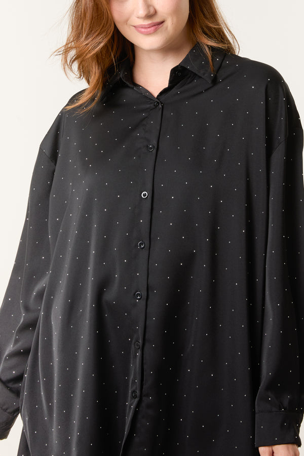 Qed London Diamante Embellished Long Sleeve Shirt