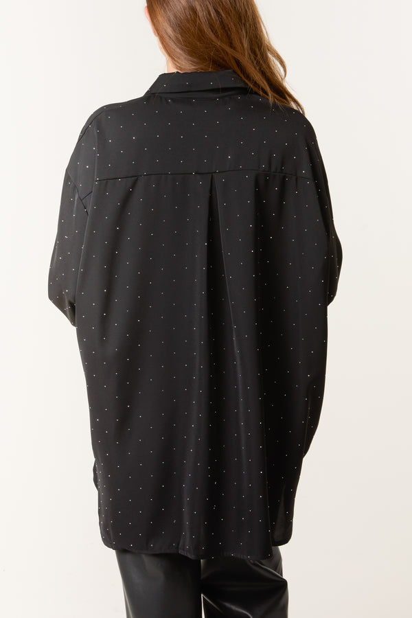 Qed London Diamante Embellished Long Sleeve Shirt