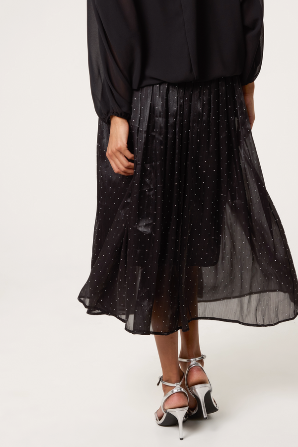 Qed London Diamante Embellished Shimmer Midi Skirt