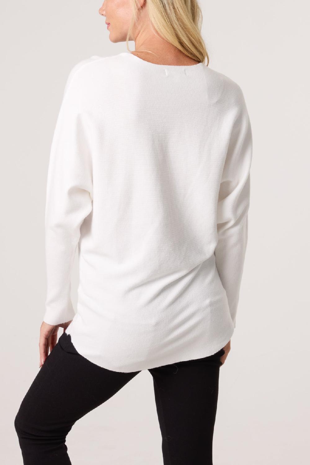 Qed London Diamante Embellished Shoulder Jumper