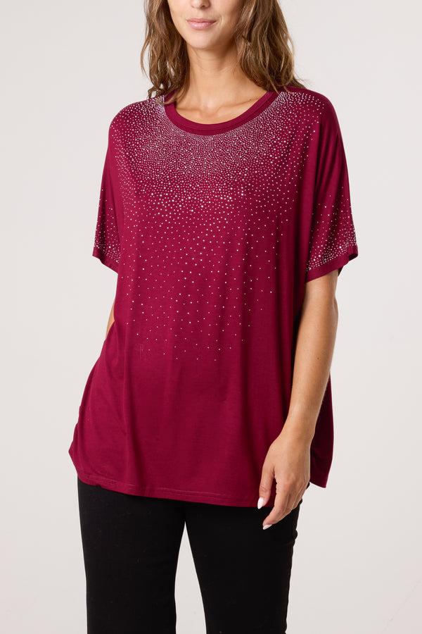 Qed London Diamante Embellished Side Cinched Top