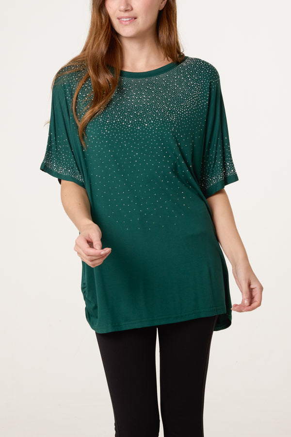 qed london Diamante Embellished Side Cinched Top