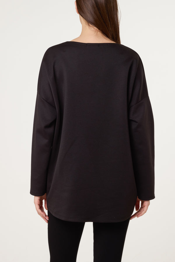 Qed London Diamante Festive Glasses Sweatshirt