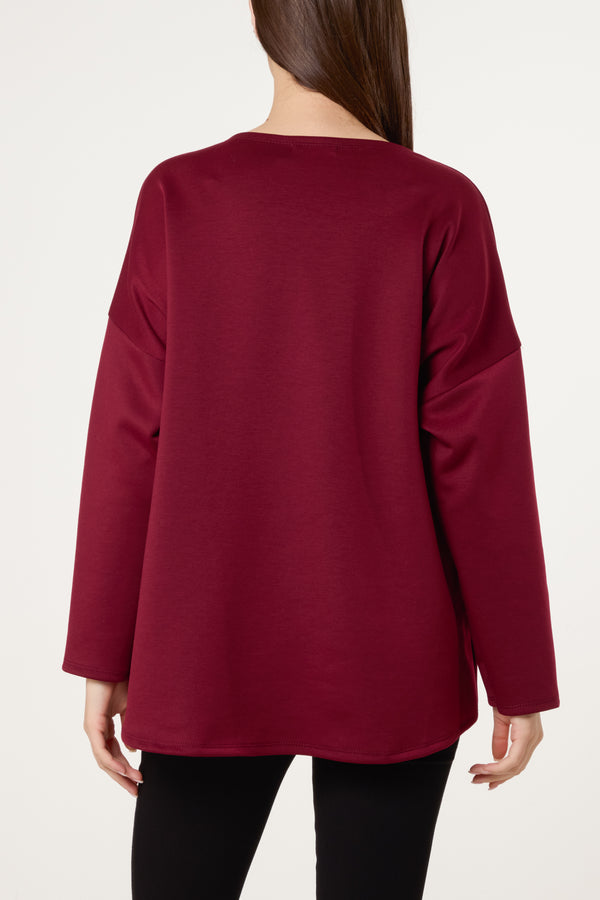 Qed London Diamante Festive Glasses Sweatshirt