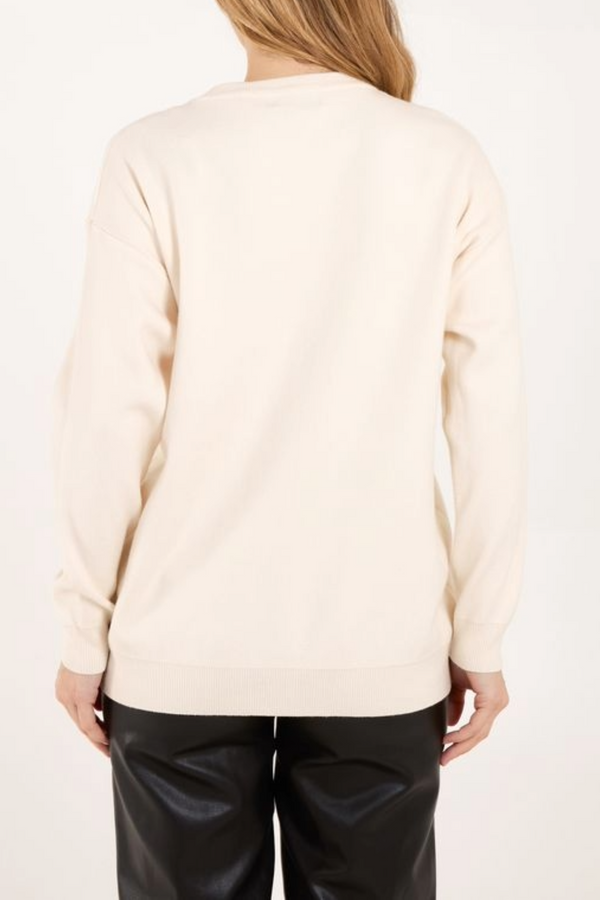 Qed London Diamante Floral Knit Jumper