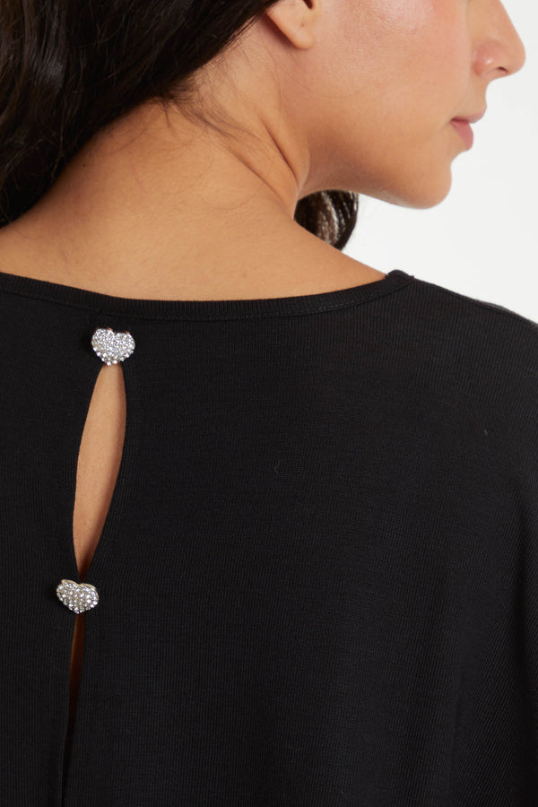 Qed London Diamante Heart Button Back Top