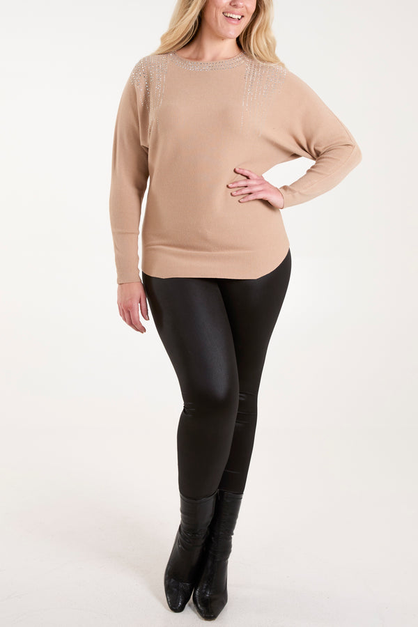 Qed London Diamante Knit Jumper