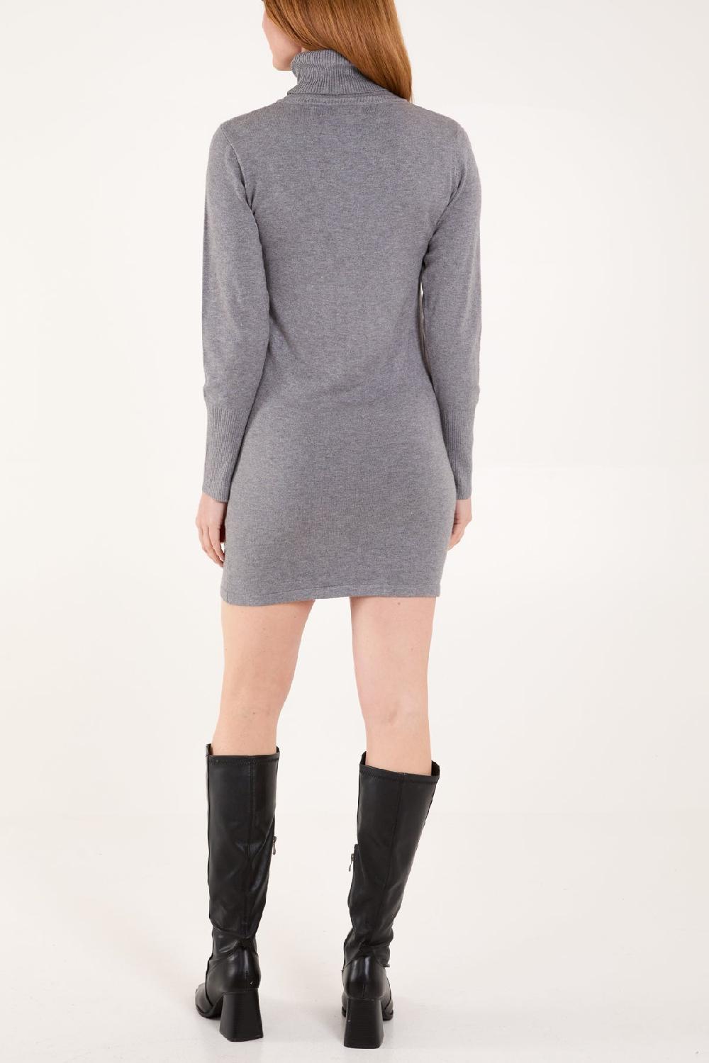 Qed London Diamante Roll Neck Mini Dress