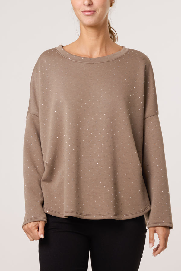 Qed London Diamante Soft Touch Sweatshirt