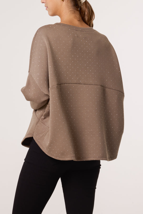 Qed London Diamante Soft Touch Sweatshirt