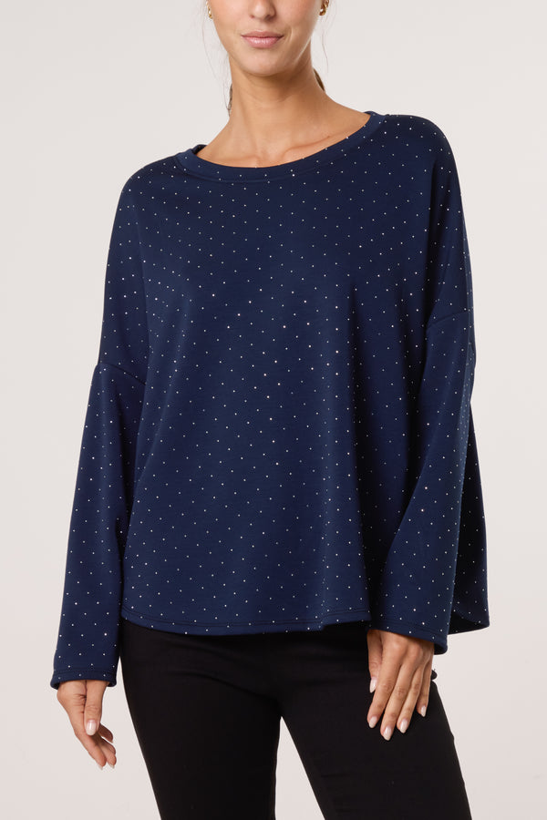 qed london Diamante Soft Touch Sweatshirt