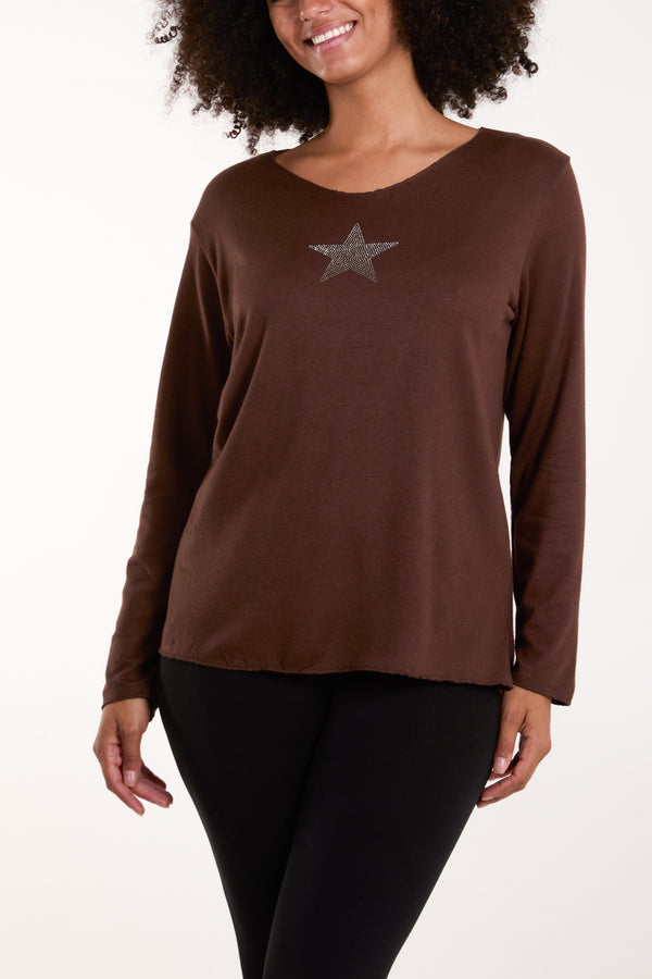 Qed London Diamante Star Long Sleeve Jumper