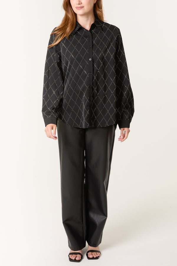 Qed London Diamond Embellished Shirt