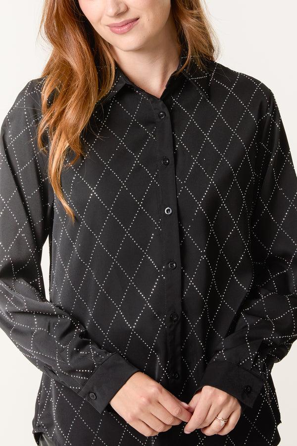 Qed London Diamond Embellished Shirt
