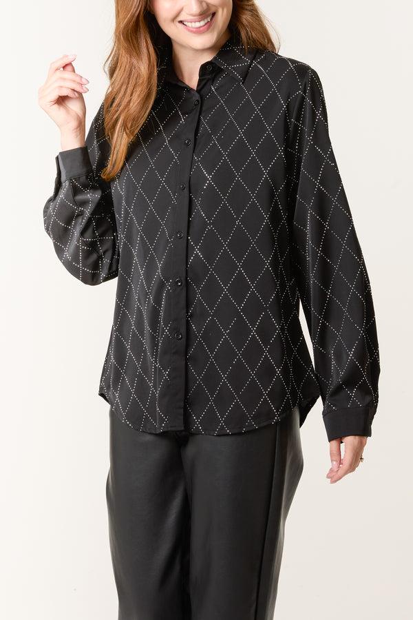 qed london Diamond Embellished Shirt