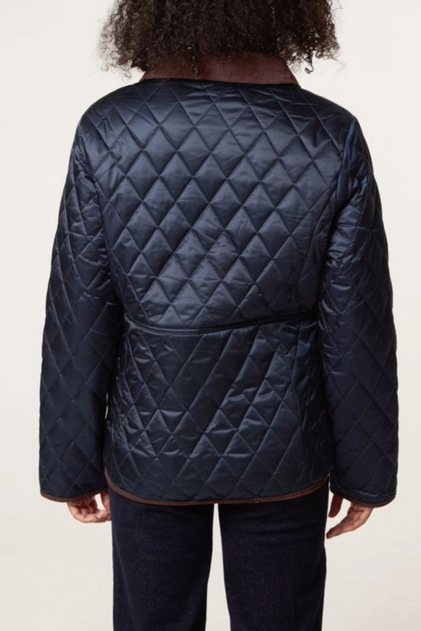 Qed London Diamond Quilted Contrast Round Coat