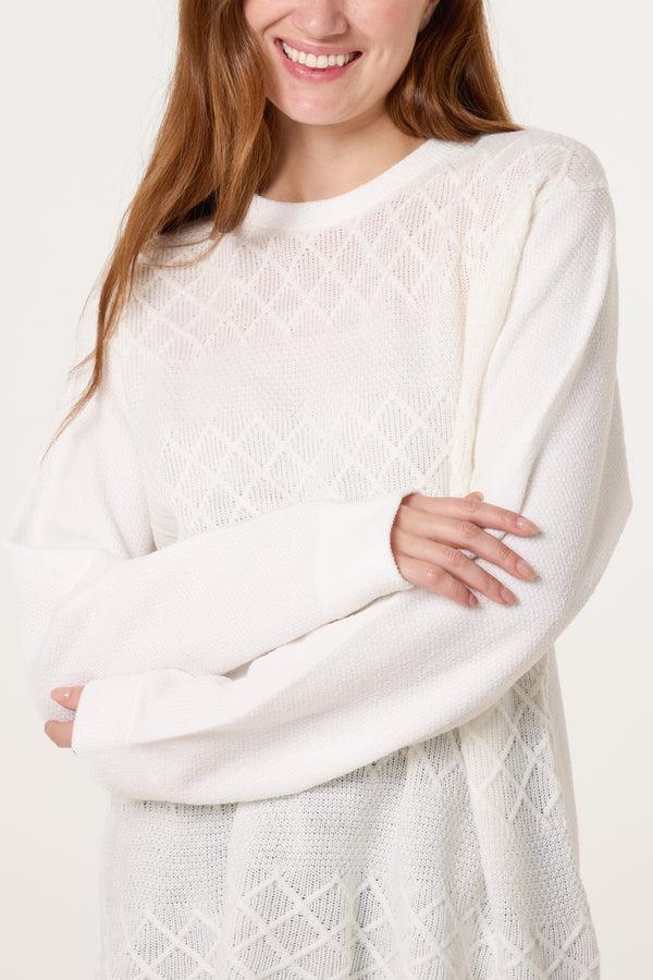 Qed London Diamond Stripe Knit Jumper