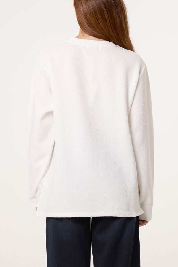 Qed London Diamond Stripe Knit Jumper