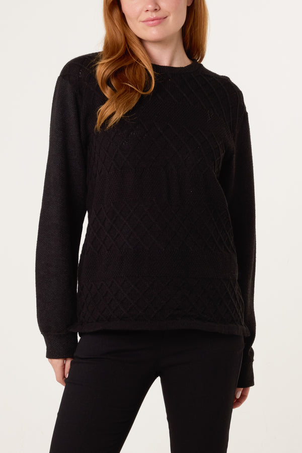 Qed London Diamond Stripe Knit Jumper