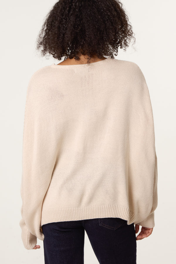 Qed London Diamond V-Neck Knit Jumper