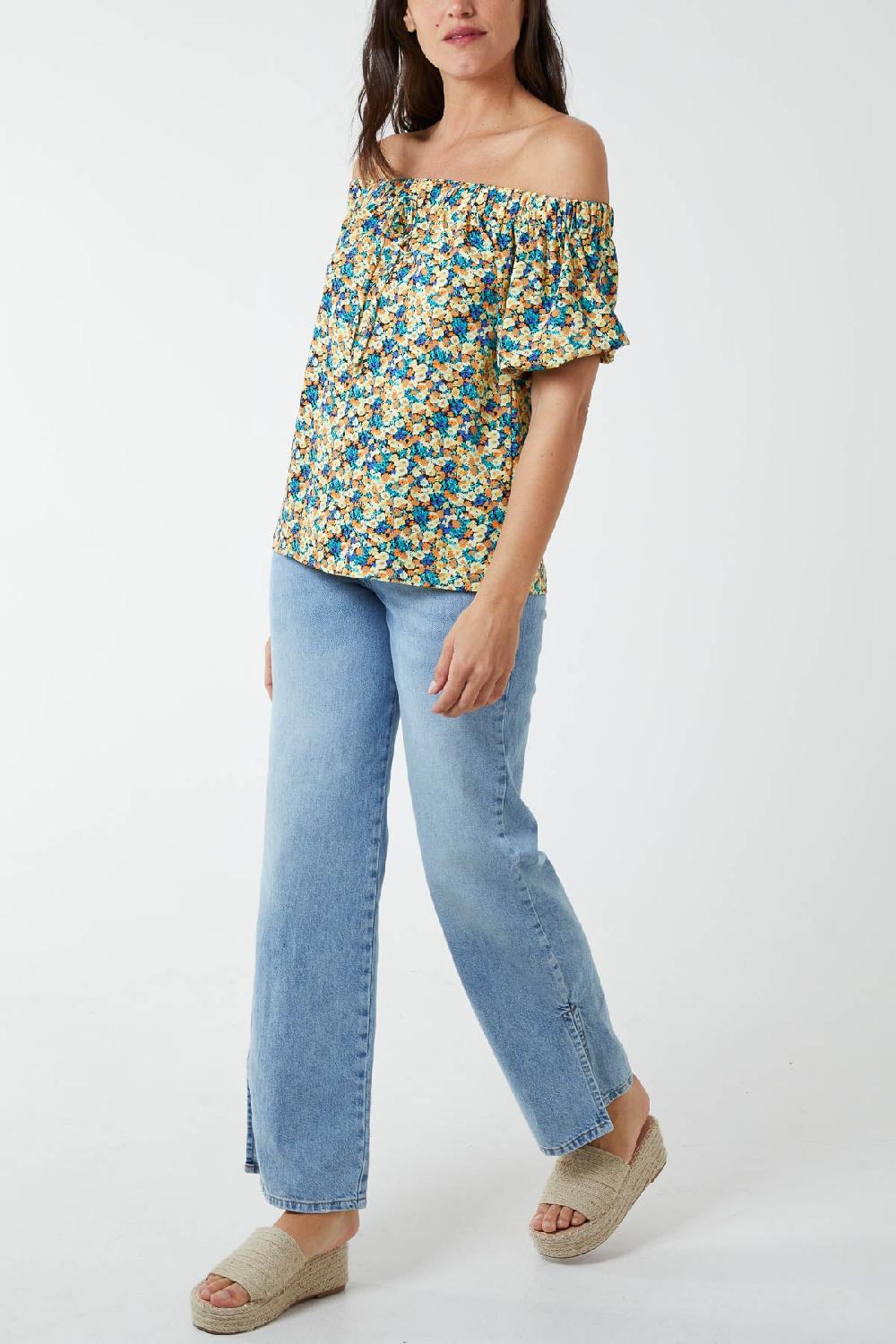 Qed London Ditsy Floral Bardot Top