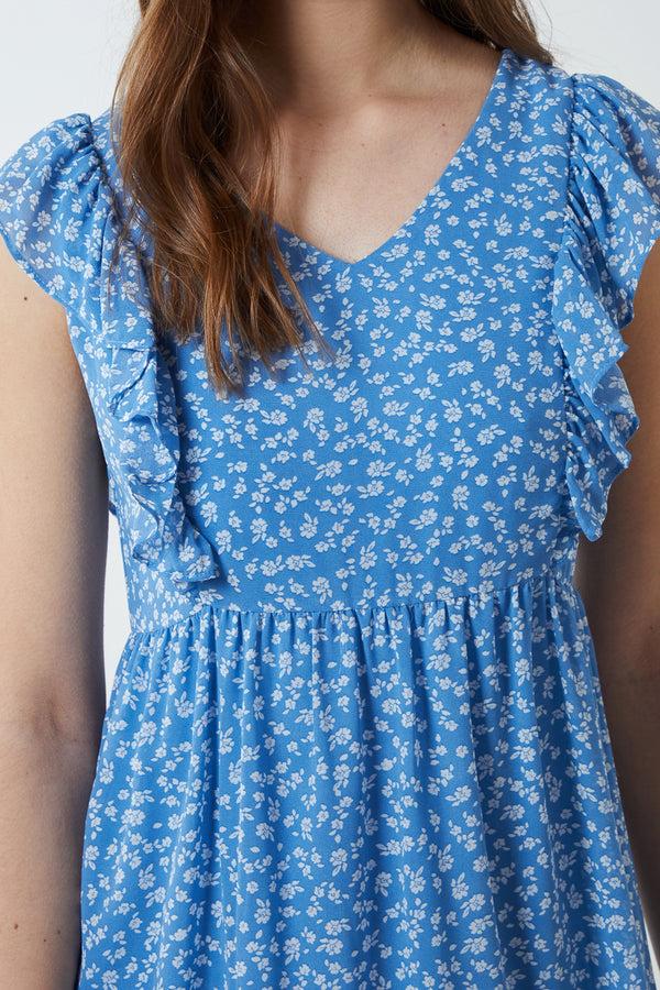 Qed London Ditsy Floral Frill Detail Mini Dress