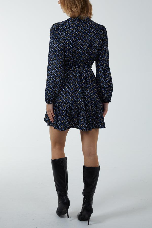 Qed London Ditsy Floral Mini Shirt Dress